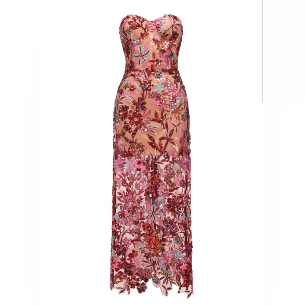 NWT Bella Barnett Lilya Embroidery Sequin Maxi Dress Size Small Prom Formal